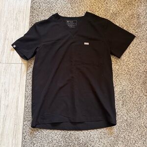 Figs Technical Collection Scrub Top, Men’s Size Medium, Black